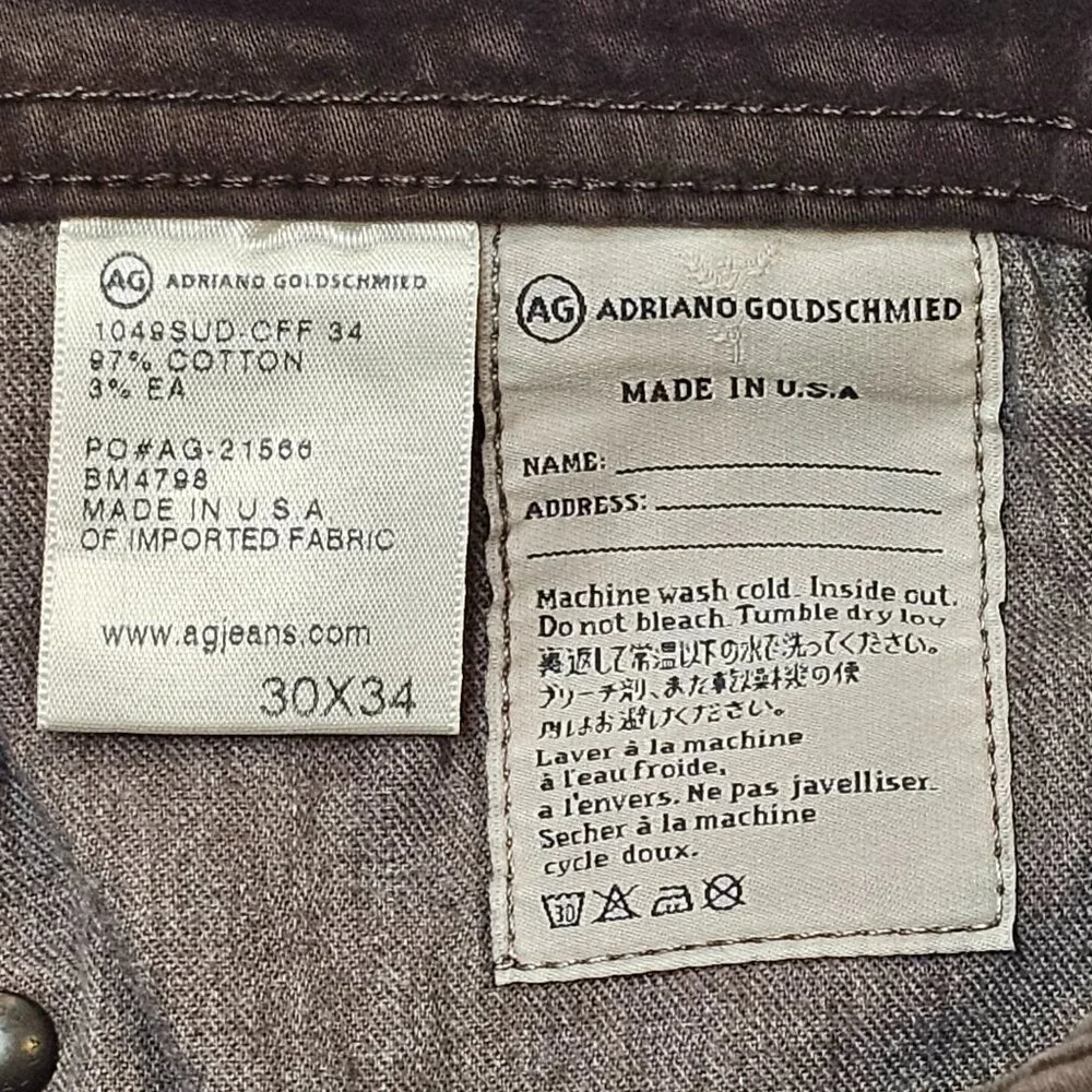 AG Adriano Goldschmied Protege Straight Leg Sueded Pants 30/31
